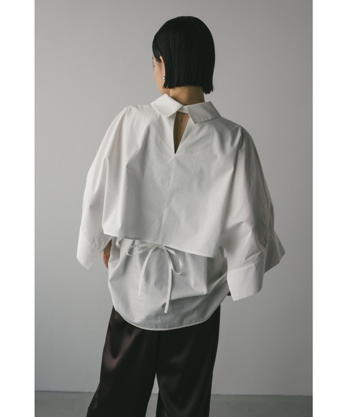 STYLEMIXER（スタイルミキサー）の「ワイドカフレイヤーブラウス（シャツ/ブラウス・レディース・サックスブルー/ネイビー/ホワイト/グリーン・FREE）」の12枚目の写真