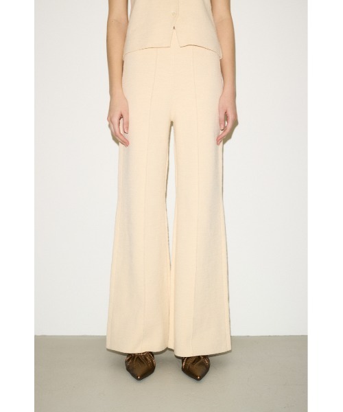 THROW by SLY（スローバイスライ）の「THROW　C/P WIDE BOOTS CUT PT センタープレス ワイド ブーツカット パンツ（スラックス・レディース・アイボリー/ブラック・1/2）」の5枚目の写真