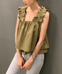 シンプル袖なしフリルキャミソール
