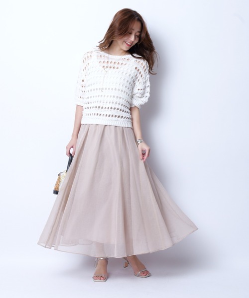 新品タグ付❤️ジャスグリッティー　リネンライクシアースカート　ベージュ　S リネンライクシアースカート（スカート）｜JUSGLITTY（ジャス