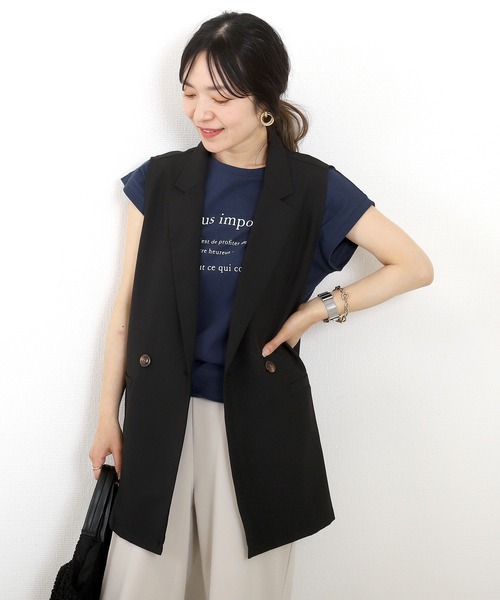 Aletta vita(アレッタビータ)の「綿天竺ロゴプリントTシャツ(Tシャツ/カットソー・レディース・ネイビー/オフホワイト・FREE)」の8枚目の写真
