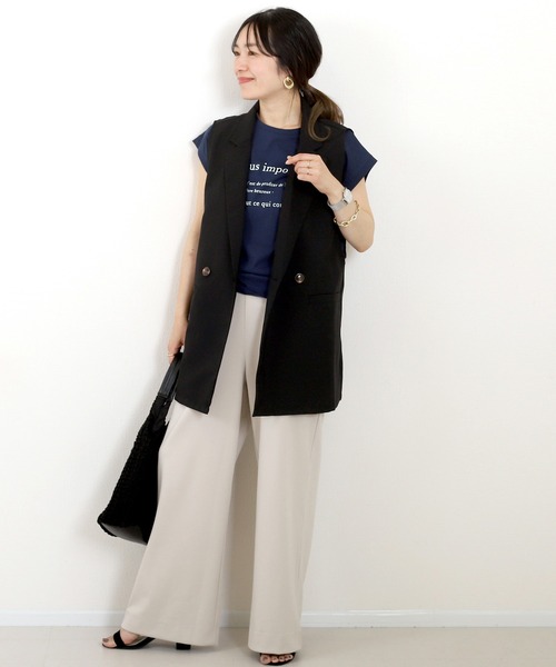 Aletta vita(アレッタビータ)の「綿天竺ロゴプリントTシャツ(Tシャツ/カットソー・レディース・ネイビー/オフホワイト・FREE)」の9枚目の写真