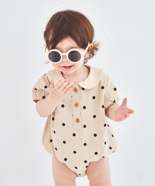 pairmanon（ペアマノン）の「【ベビー】丸襟ロンパース（ロンパース・キッズ・ブルー/ブラック/ベージュ/グリーン・80/70）」の2枚目の写真