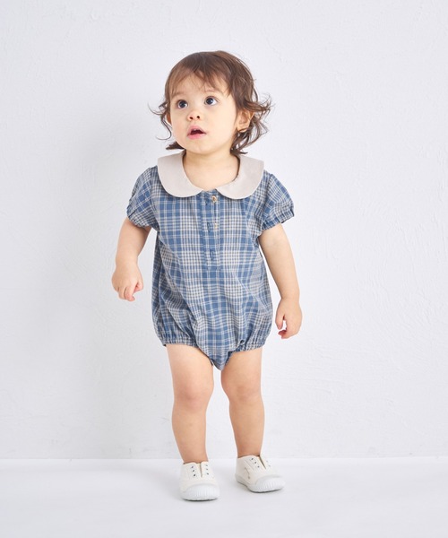 pairmanon（ペアマノン）の「【ベビー】丸襟ロンパース（ロンパース・キッズ・ブルー/ブラック/ベージュ/グリーン・80/70）」の4枚目の写真