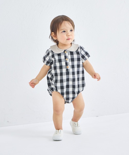 pairmanon（ペアマノン）の「【ベビー】丸襟ロンパース（ロンパース・キッズ・ブルー/ブラック/ベージュ/グリーン・80/70）」の10枚目の写真