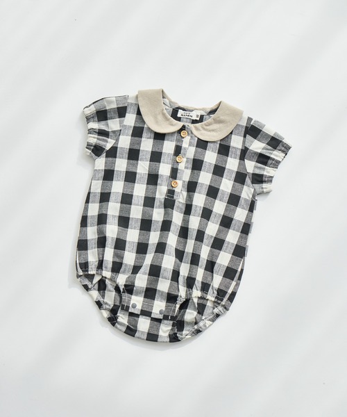 pairmanon（ペアマノン）の「【ベビー】丸襟ロンパース（ロンパース・キッズ・ブルー/ブラック/ベージュ/グリーン・80/70）」の9枚目の写真