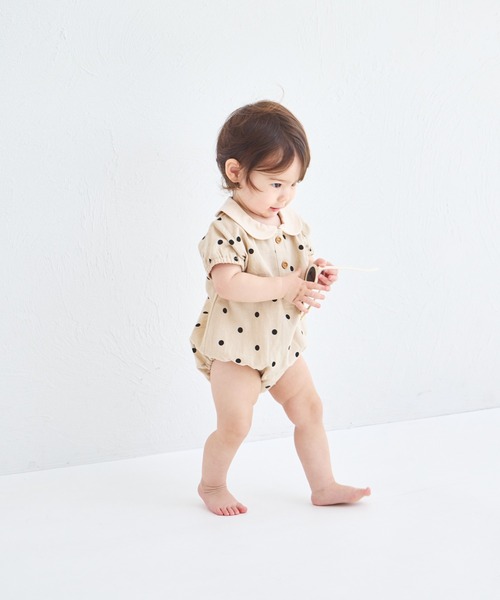 pairmanon（ペアマノン）の「【ベビー】丸襟ロンパース（ロンパース・キッズ・ブルー/ブラック/ベージュ/グリーン・80/70）」の5枚目の写真