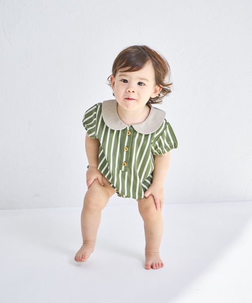 pairmanon（ペアマノン）の「【ベビー】丸襟ロンパース（ロンパース・キッズ・ブルー/ブラック/ベージュ/グリーン・80/70）」の21枚目の写真