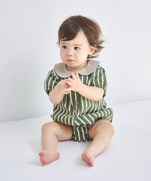 pairmanon（ペアマノン）の「【ベビー】丸襟ロンパース（ロンパース・キッズ・ブルー/ブラック/ベージュ/グリーン・80/70）」の20枚目の写真