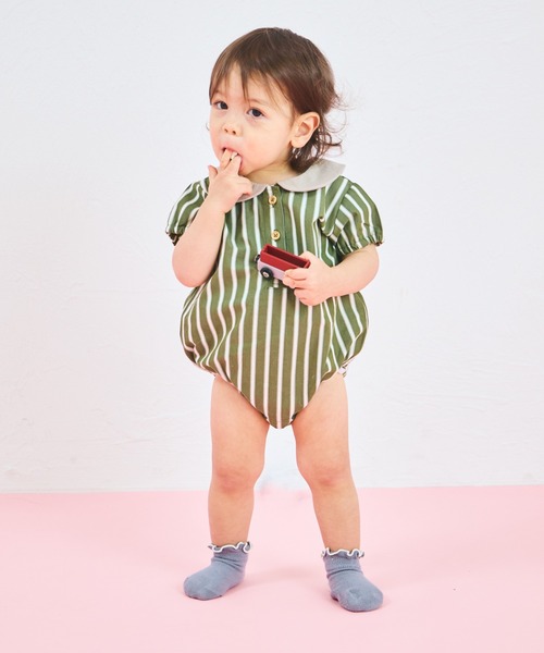 pairmanon（ペアマノン）の「【ベビー】丸襟ロンパース（ロンパース・キッズ・ブルー/ブラック/ベージュ/グリーン・80/70）」の19枚目の写真