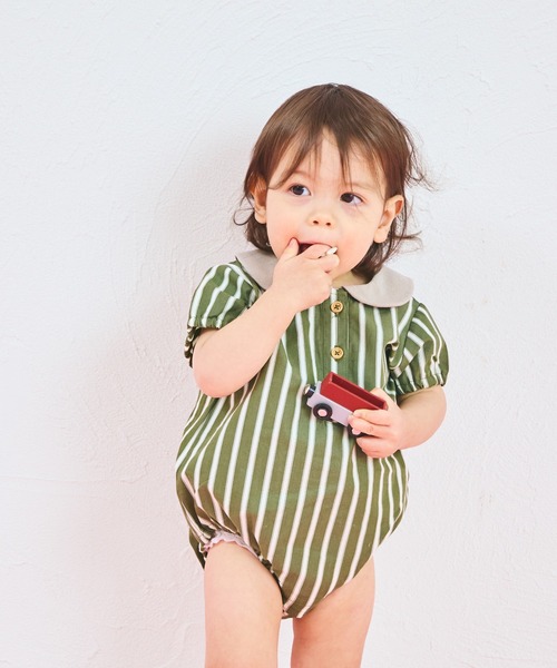 pairmanon（ペアマノン）の「【ベビー】丸襟ロンパース（ロンパース・キッズ・ブルー/ブラック/ベージュ/グリーン・80/70）」の17枚目の写真