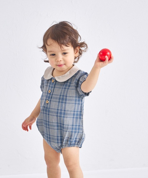 pairmanon（ペアマノン）の「【ベビー】丸襟ロンパース（ロンパース・キッズ・ブルー/ブラック/ベージュ/グリーン・80/70）」の16枚目の写真