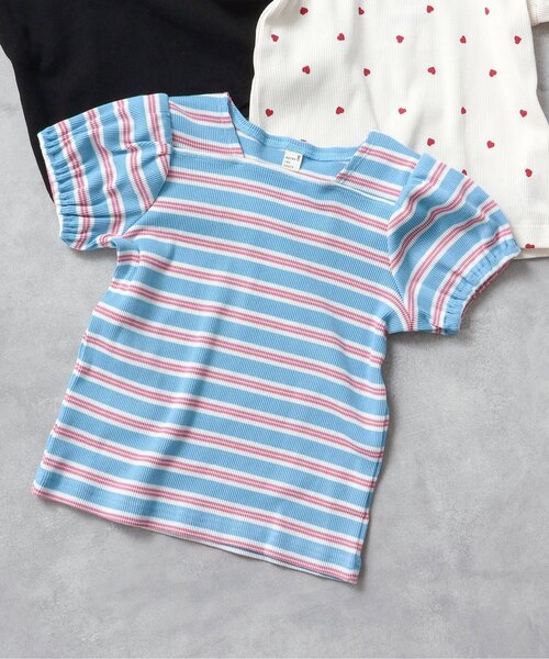 apres les cours(アプレレクール)の「【WEB限定/ジュニア対応】スクエアネックパフスリーブ半袖Tシャツ(Tシャツ/カットソー・キッズ・レッド/その他2/アイボリー/ブラック・120/110/100/90/80/140/130)」の2枚目の写真
