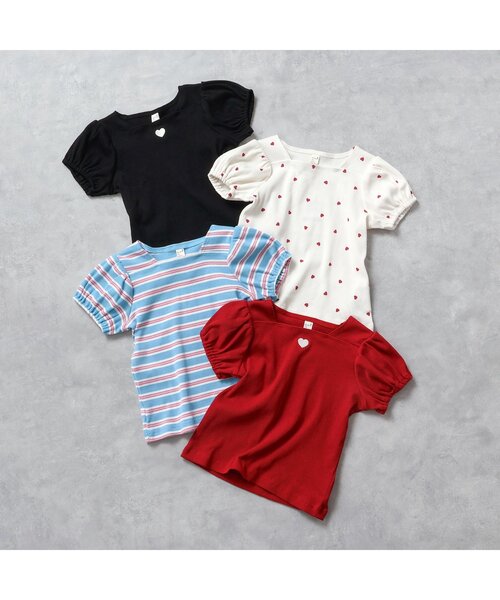 apres les cours(アプレレクール)の「【WEB限定/ジュニア対応】スクエアネックパフスリーブ半袖Tシャツ(Tシャツ/カットソー・キッズ・レッド/その他2/アイボリー/ブラック・120/110/100/90/80/140/130)」の11枚目の写真