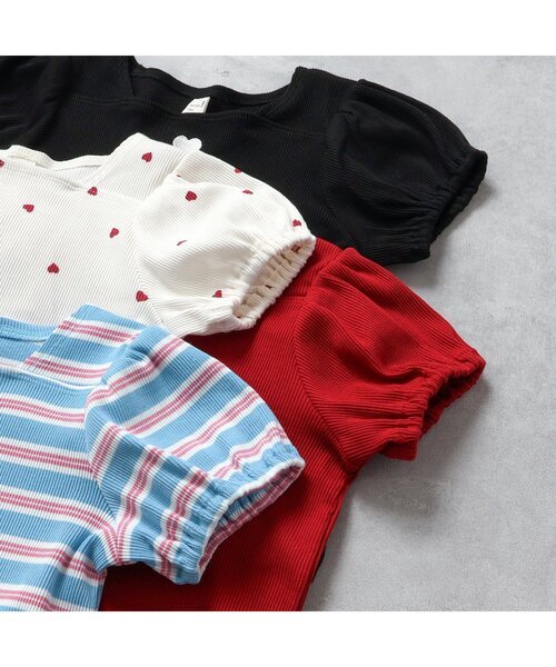 apres les cours(アプレレクール)の「【WEB限定/ジュニア対応】スクエアネックパフスリーブ半袖Tシャツ(Tシャツ/カットソー・キッズ・レッド/その他2/アイボリー/ブラック・120/110/100/90/80/140/130)」の13枚目の写真