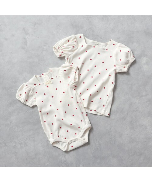 apres les cours(アプレレクール)の「【WEB限定/ジュニア対応】スクエアネックパフスリーブ半袖Tシャツ(Tシャツ/カットソー・キッズ・レッド/その他2/アイボリー/ブラック・120/110/100/90/80/140/130)」の15枚目の写真