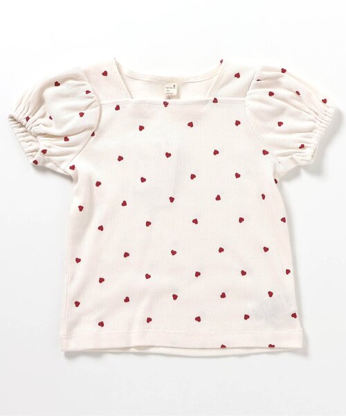 apres les cours(アプレレクール)の「【WEB限定/ジュニア対応】スクエアネックパフスリーブ半袖Tシャツ(Tシャツ/カットソー・キッズ・レッド/その他2/アイボリー/ブラック・120/110/100/90/80/140/130)」の19枚目の写真