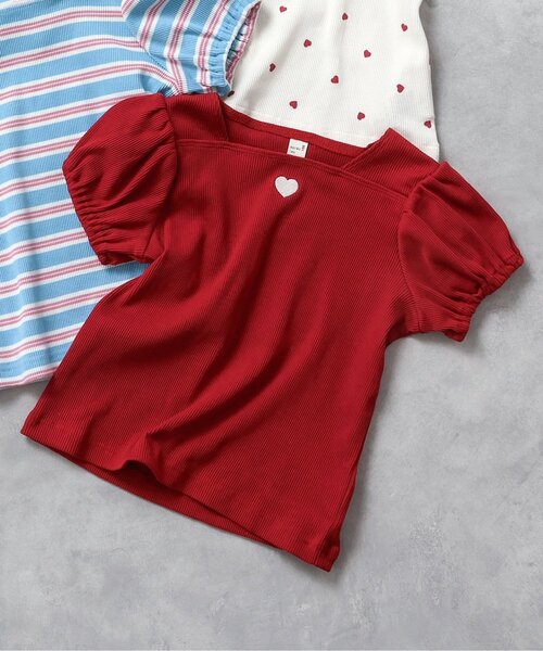 apres les cours(アプレレクール)の「【WEB限定/ジュニア対応】スクエアネックパフスリーブ半袖Tシャツ(Tシャツ/カットソー・キッズ・レッド/その他2/アイボリー/ブラック・120/110/100/90/80/140/130)」の5枚目の写真