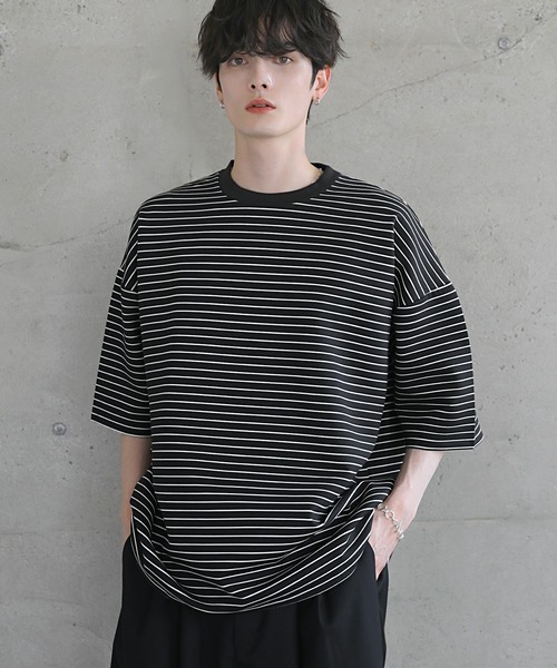 マルチファンクショナリードレープポンチ/ヴィンテージ加工ピングメントTシャツ【ドローコード付き】