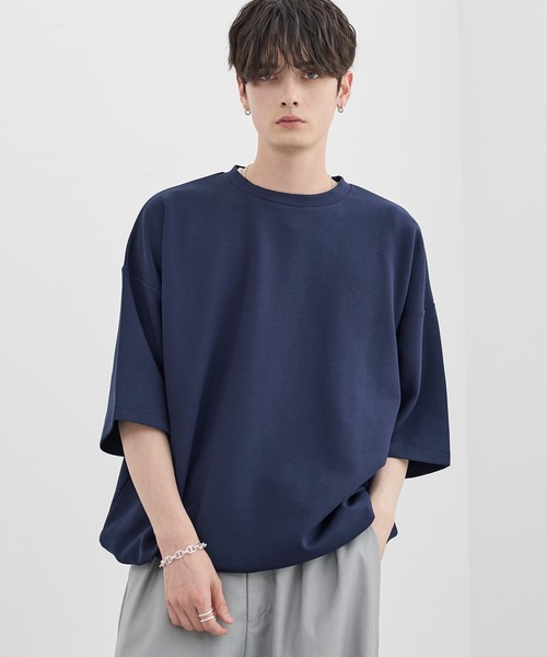 マルチファンクショナリードレープポンチ/ヴィンテージ加工ピングメントTシャツ【ドローコード付き】