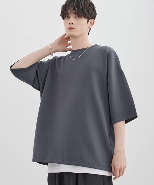 マルチファンクショナリードレープポンチ/ヴィンテージ加工ピングメントTシャツ【ドローコード付き】