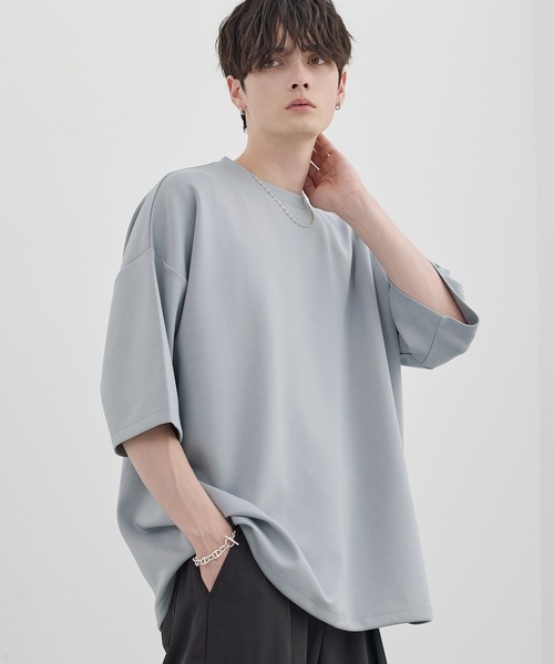 マルチファンクショナリードレープポンチ/ヴィンテージ加工ピングメントTシャツ【ドローコード付き】