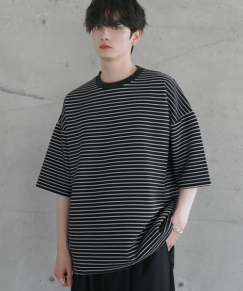 マルチファンクショナリードレープポンチ/ヴィンテージ加工ピングメントTシャツ【ドローコード付き】