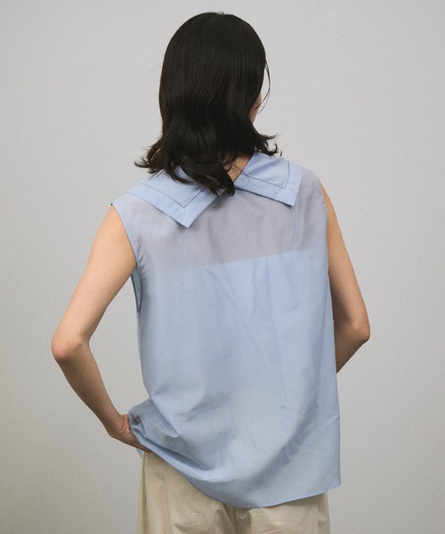 SALON adam et rope'(サロン アダム エ ロペ)の「コットンシルクジレブラウス(シャツ/ブラウス・レディース・ブラック/ホワイト/サックスブルー・FREE)」の10枚目の写真