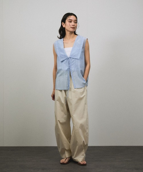 SALON adam et rope'(サロン アダム エ ロペ)の「コットンシルクジレブラウス(シャツ/ブラウス・レディース・ブラック/ホワイト/サックスブルー・FREE)」の15枚目の写真