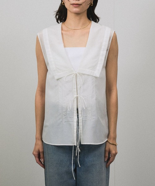 SALON adam et rope'(サロン アダム エ ロペ)の「コットンシルクジレブラウス(シャツ/ブラウス・レディース・ブラック/ホワイト/サックスブルー・FREE)」の17枚目の写真