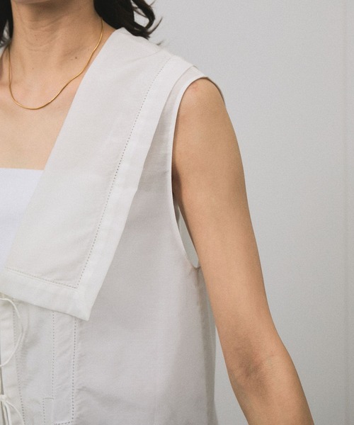 SALON adam et rope'(サロン アダム エ ロペ)の「コットンシルクジレブラウス(シャツ/ブラウス・レディース・ブラック/ホワイト/サックスブルー・FREE)」の21枚目の写真