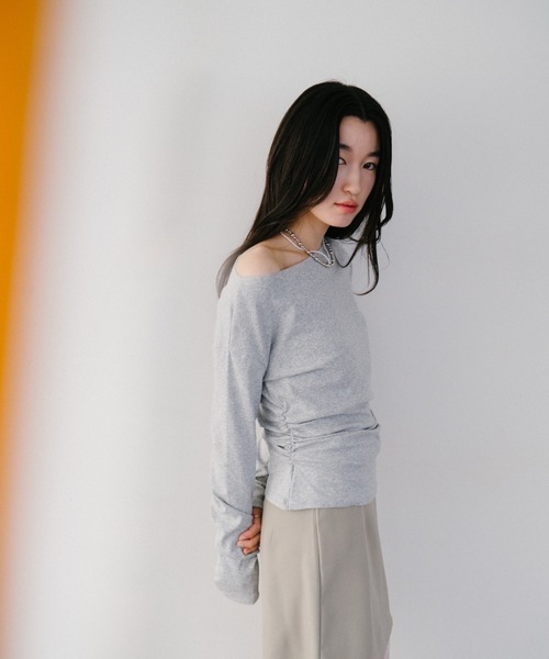 DRWCYS - 新品同様 DRWCYSカットソー ワンショルサイドギャザートップス（Tシャツ/カットソー