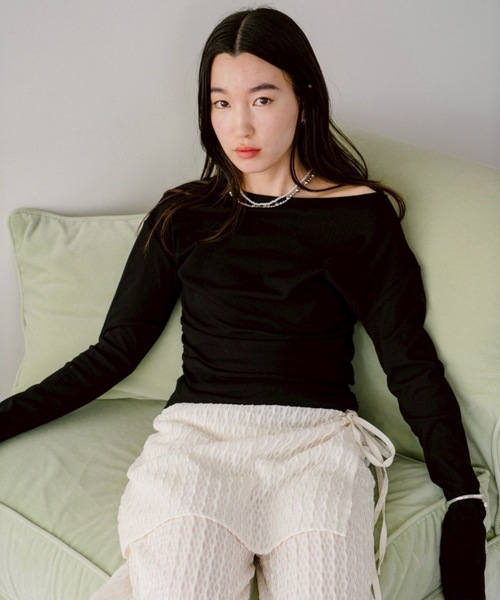 DRWCYS - 新品同様 DRWCYSカットソー ワンショルサイドギャザートップス（Tシャツ/カットソー