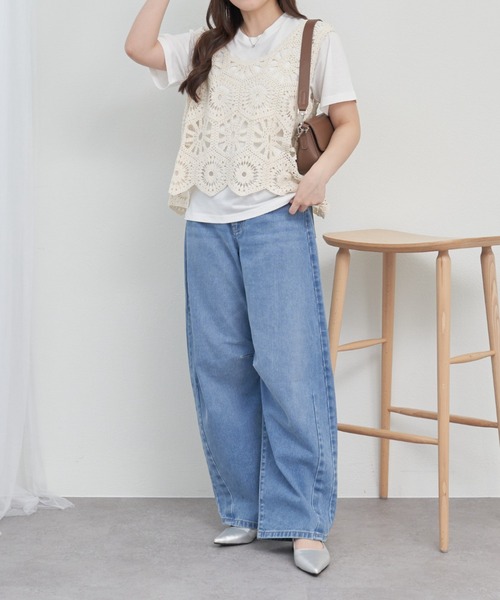 Remind me and forever（リマインドミーアンドフォーエバー）の「カギ針ベスト+Tシャツ（ニット/セーター・レディース・アイボリー/ブラック/グレー/ブラウン/モカ・FREE）」の12枚目の写真