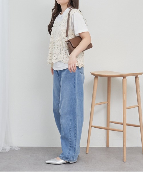 Remind me and forever（リマインドミーアンドフォーエバー）の「カギ針ベスト+Tシャツ（ニット/セーター・レディース・アイボリー/ブラック/グレー/ブラウン/モカ・FREE）」の13枚目の写真