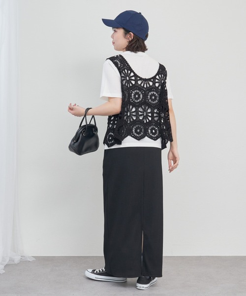Remind me and forever（リマインドミーアンドフォーエバー）の「カギ針ベスト+Tシャツ（ニット/セーター・レディース・アイボリー/ブラック/グレー/ブラウン/モカ・FREE）」の17枚目の写真