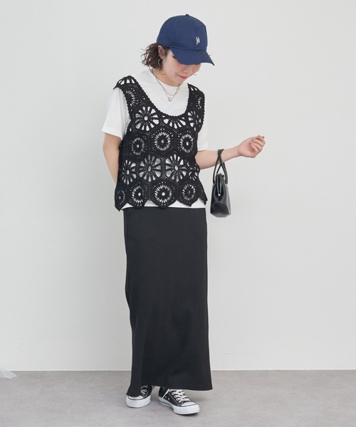 Remind me and forever（リマインドミーアンドフォーエバー）の「カギ針ベスト+Tシャツ（ニット/セーター・レディース・アイボリー/ブラック/グレー/ブラウン/モカ・FREE）」の22枚目の写真