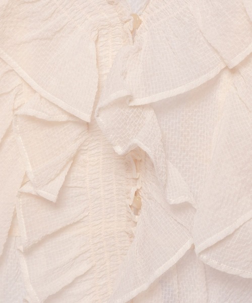 mysty woman(ミスティウーマン)の「シアー2WAYフリルブラウス 491365(シャツ/ブラウス・レディース・ブラック/オフホワイト/ピンク・FREE)」の11枚目の写真