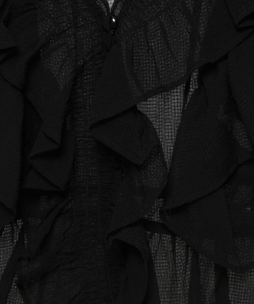 mysty woman(ミスティウーマン)の「シアー2WAYフリルブラウス 491365(シャツ/ブラウス・レディース・ブラック/オフホワイト/ピンク・FREE)」の10枚目の写真