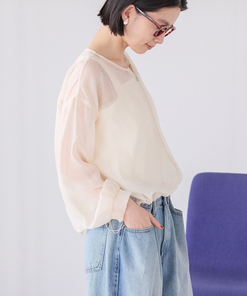 AMERICAN HOLIC(アメリカンホリック)の「ノーカラーシアーZIPブルゾン(ブルゾン・レディース・オリーブ/ブラック/ホワイト系その他2・L/M)」の5枚目の写真