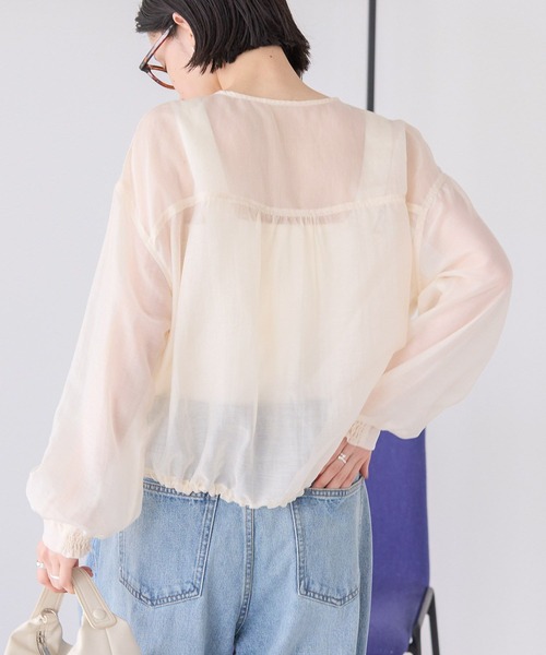 AMERICAN HOLIC(アメリカンホリック)の「ノーカラーシアーZIPブルゾン(ブルゾン・レディース・オリーブ/ブラック/ホワイト系その他2・L/M)」の7枚目の写真