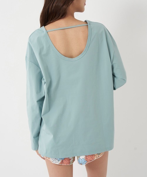 Ocean Pacific（オーシャンパシフィック）の「【OP/オーピー】レディースビキニ水着4点セット/水陸両用半袖ラッシュガード・ボードショーツ・フローラル総柄ビキニ（ラッシュガード・レディース・ミント/ベージュ/ブラック/ホワイト・MEDIUM/LARGE/X-LARGE）」の12枚目の写真