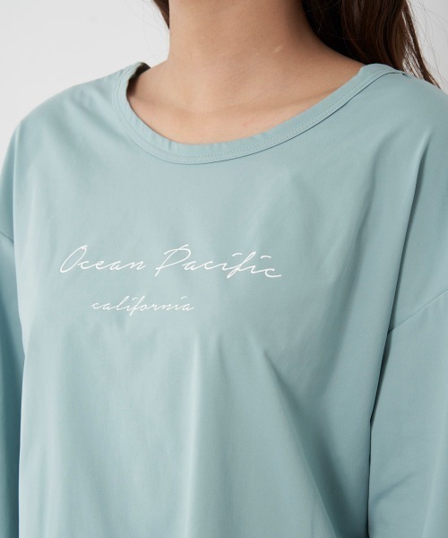 Ocean Pacific（オーシャンパシフィック）の「【OP/オーピー】レディースビキニ水着4点セット/水陸両用半袖ラッシュガード・ボードショーツ・フローラル総柄ビキニ（ラッシュガード・レディース・ミント/ベージュ/ブラック/ホワイト・MEDIUM/LARGE/X-LARGE）」の13枚目の写真