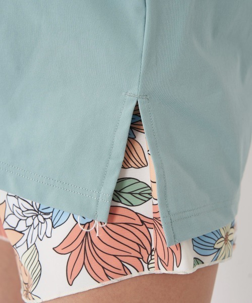 Ocean Pacific（オーシャンパシフィック）の「【OP/オーピー】レディースビキニ水着4点セット/水陸両用半袖ラッシュガード・ボードショーツ・フローラル総柄ビキニ（ラッシュガード・レディース・ミント/ベージュ/ブラック/ホワイト・MEDIUM/LARGE/X-LARGE）」の14枚目の写真