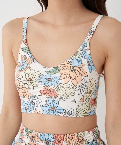 Ocean Pacific（オーシャンパシフィック）の「【OP/オーピー】レディースビキニ水着4点セット/水陸両用半袖ラッシュガード・ボードショーツ・フローラル総柄ビキニ（ラッシュガード・レディース・ミント/ベージュ/ブラック/ホワイト・MEDIUM/LARGE/X-LARGE）」の18枚目の写真