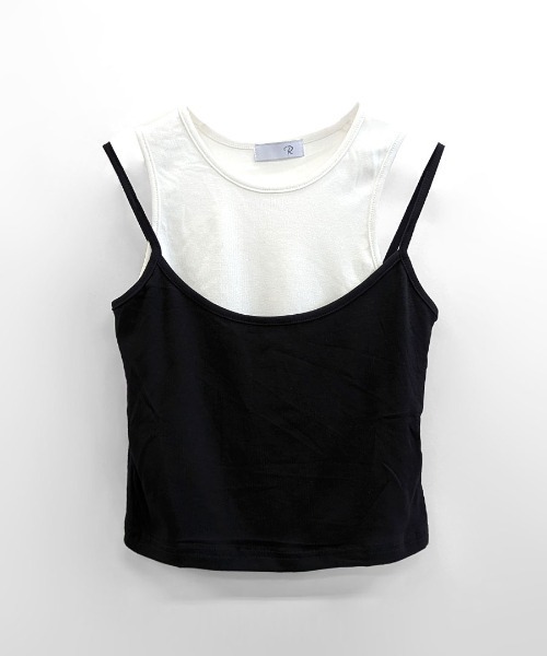 2枚重ねタンクトップ 2 Neck Layered Tank