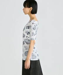 tシャツ フラワープリント ハーフスリーブトップス レディース セール】フラワープリント ハーフスリーブトップス（Tシャツ