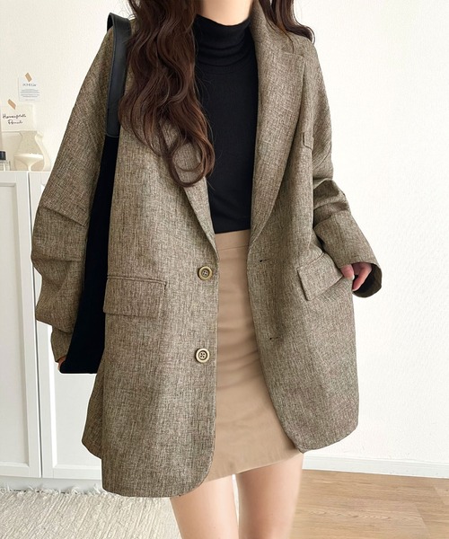 セール】羽織るだけでキマる。袖タックヘリンボーンオーバー