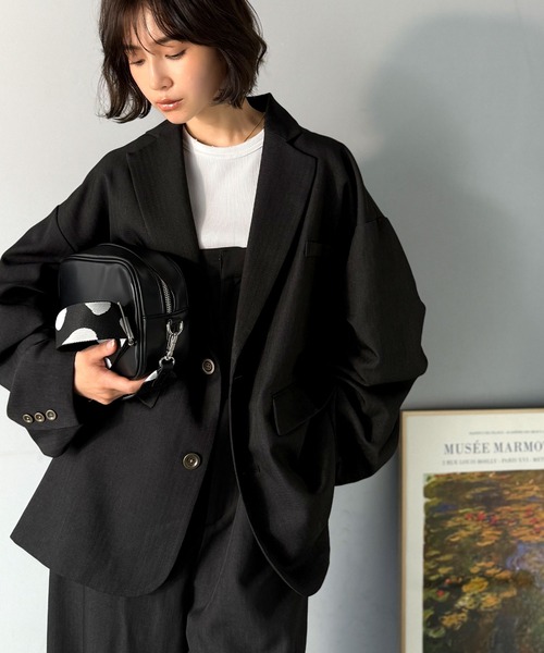 セール】羽織るだけでキマる。袖タックヘリンボーンオーバーサイズ