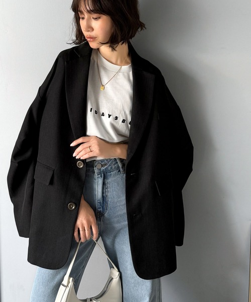 セール】羽織るだけでキマる。袖タックヘリンボーンオーバーサイズ